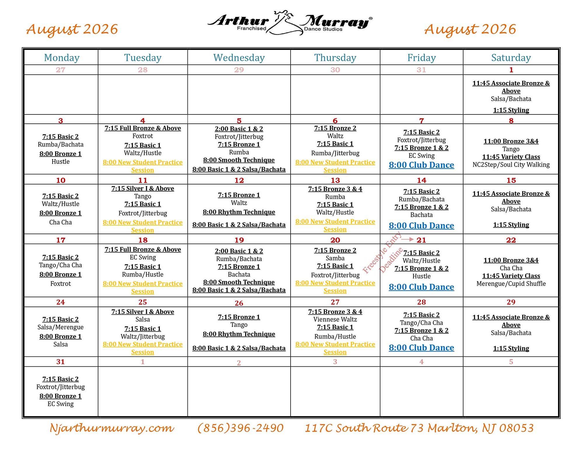 August Calendar 2026