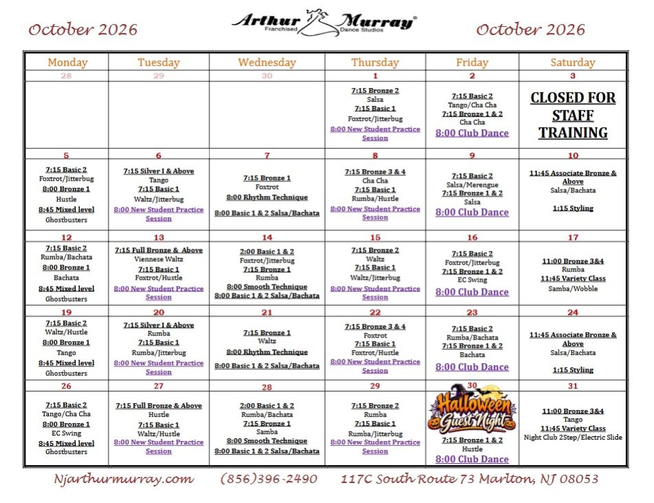 October Calendar 2026
